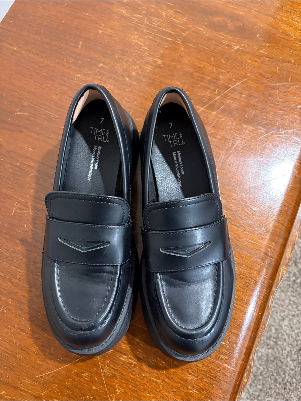Time and Tru Black Men’s Slip-On Penny Loafers